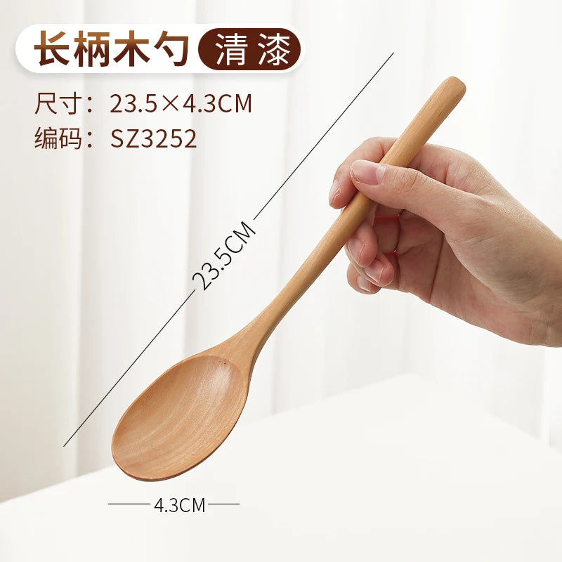 Elegant Japanese Artisan Wooden Soup Spoon with Extended Handle for Fine Dining