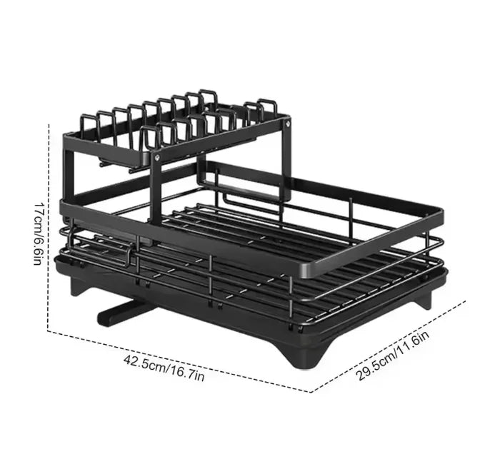 Dish Drying Rack Kitchen Adjustable Stainless Steel 2 Tier Plates Organizer Dish Bowl Drainer Storage Rack Kitchen Utensils