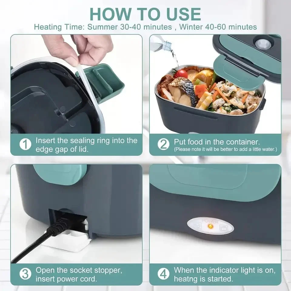 Electric Lunch Box Food Heater 3-In-1 Portable Food Warmer Lunch Box for Car & Home