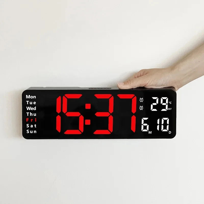 USB Powered Large Digital Wall Clock 9 Inch Temperature