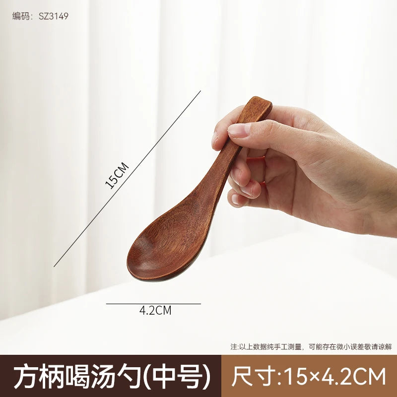 Elegant Japanese Artisan Wooden Soup Spoon with Extended Handle for Fine Dining