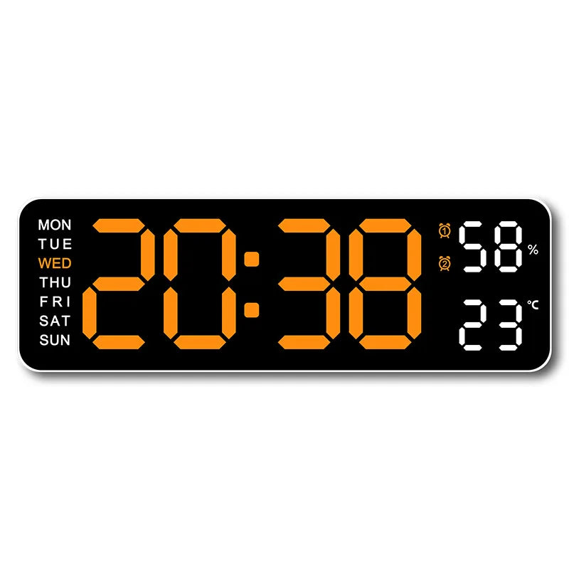 USB Powered Large Digital Wall Clock 9 Inch Temperature