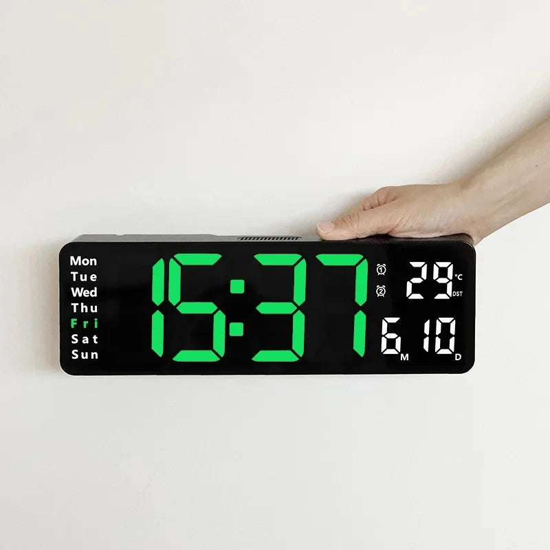 USB Powered Large Digital Wall Clock 9 Inch Temperature