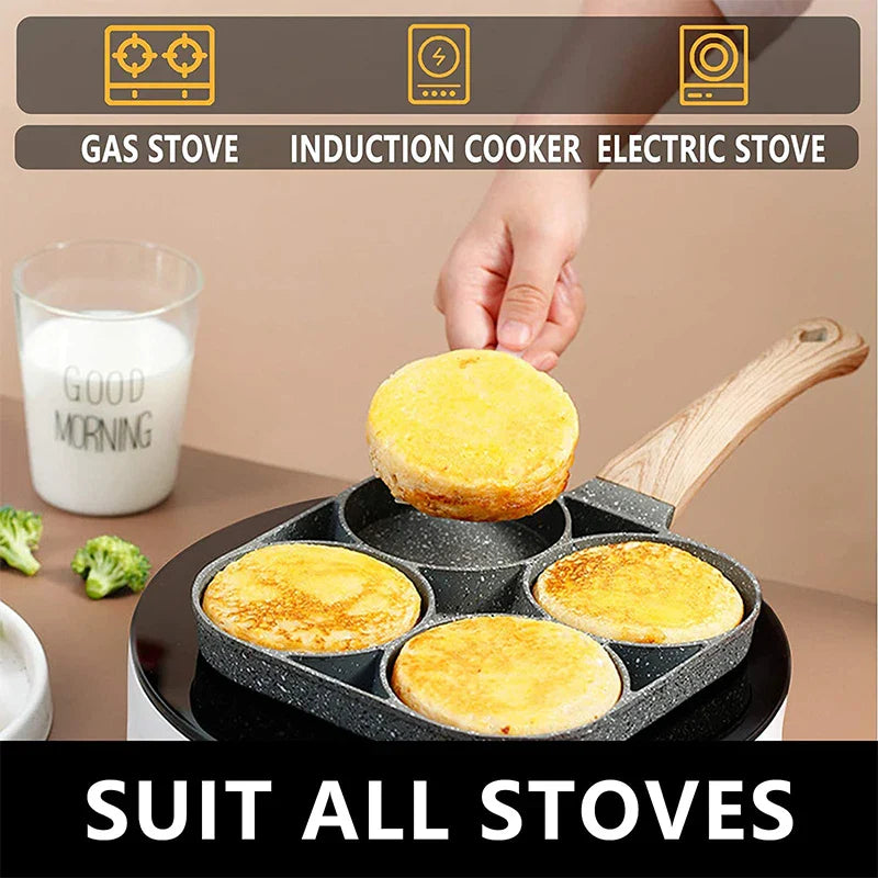 2/4-Hole Frying Pot Pan Thick Non-stick