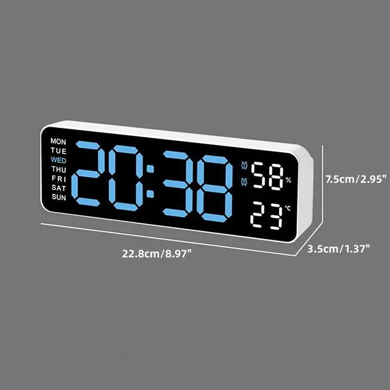 USB Powered Large Digital Wall Clock 9 Inch Temperature