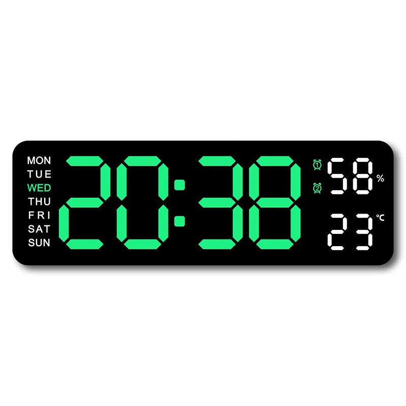 USB Powered Large Digital Wall Clock 9 Inch Temperature