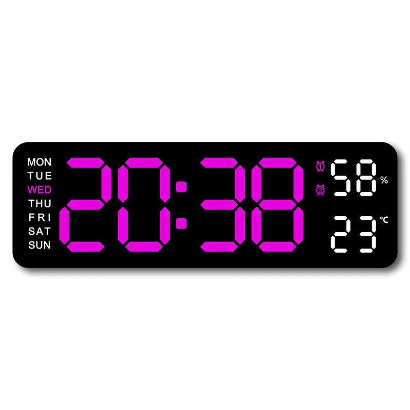 USB Powered Large Digital Wall Clock 9 Inch Temperature