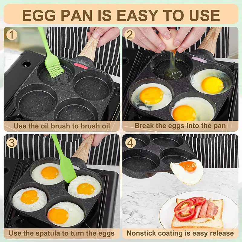 2/4-Hole Frying Pot Pan Thick Non-stick