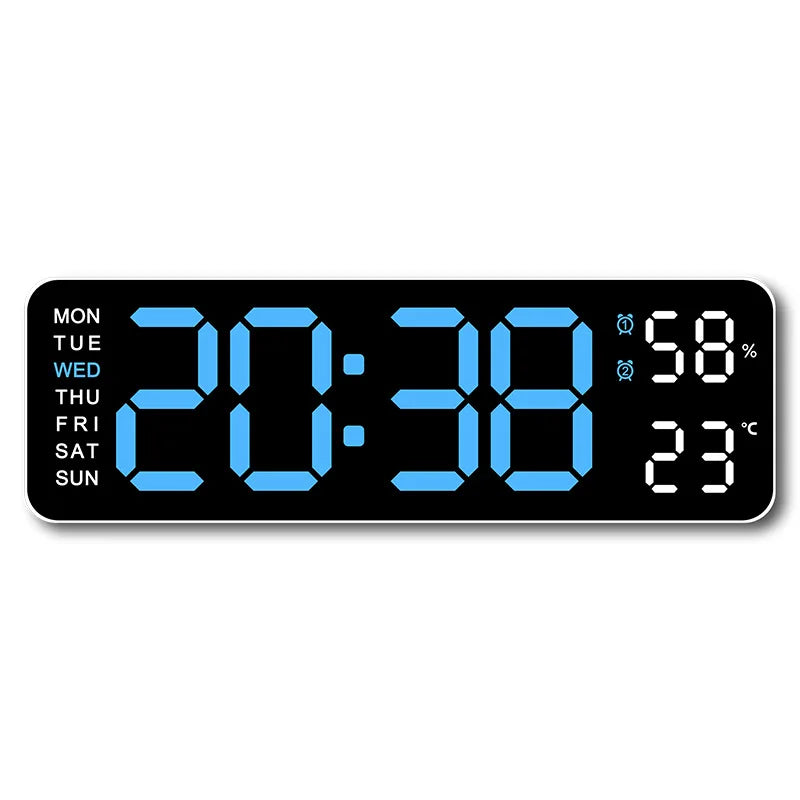 USB Powered Large Digital Wall Clock 9 Inch Temperature