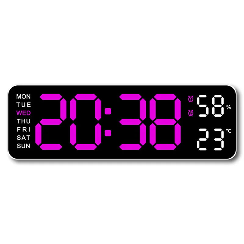 USB Powered Large Digital Wall Clock 9 Inch Temperature