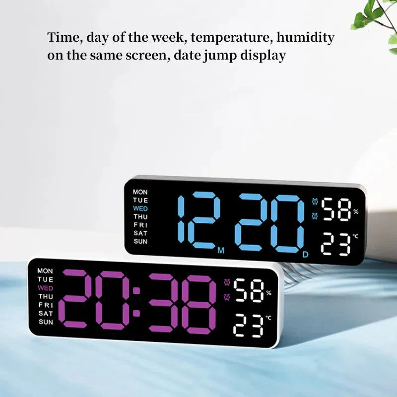 USB Powered Large Digital Wall Clock 9 Inch Temperature