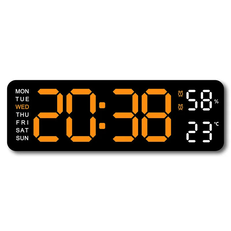 USB Powered Large Digital Wall Clock 9 Inch Temperature