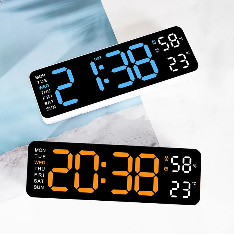 USB Powered Large Digital Wall Clock 9 Inch Temperature