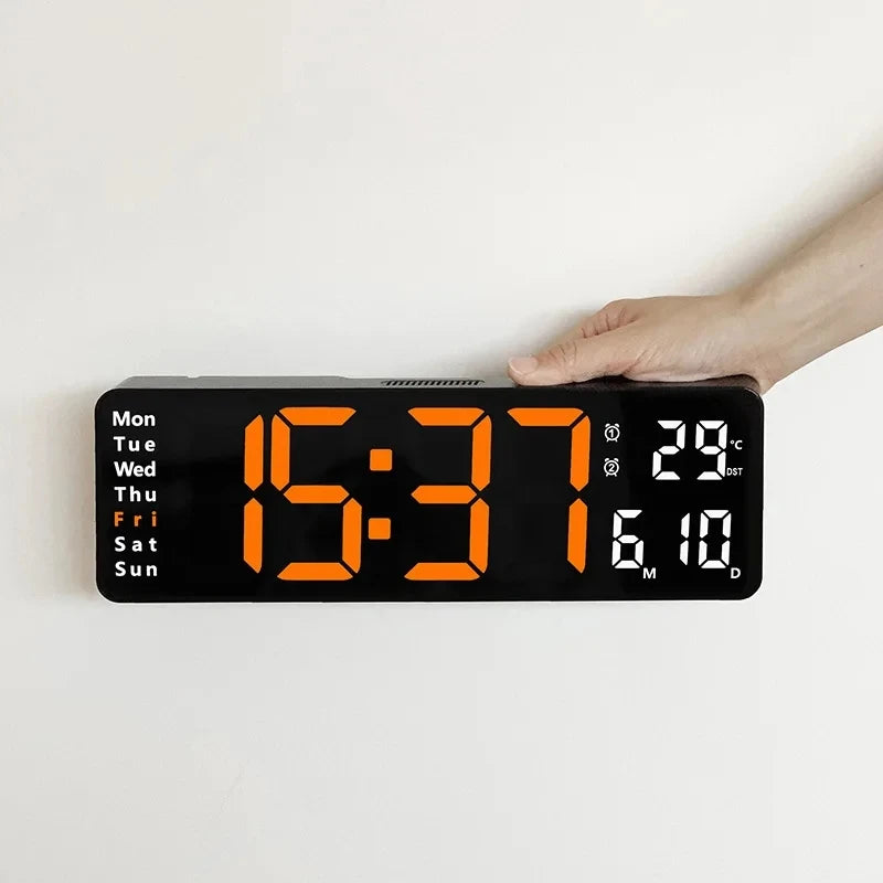 USB Powered Large Digital Wall Clock 9 Inch Temperature