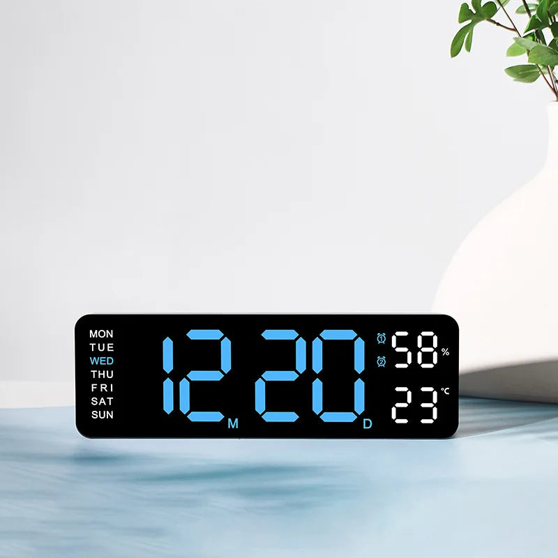 USB Powered Large Digital Wall Clock 9 Inch Temperature
