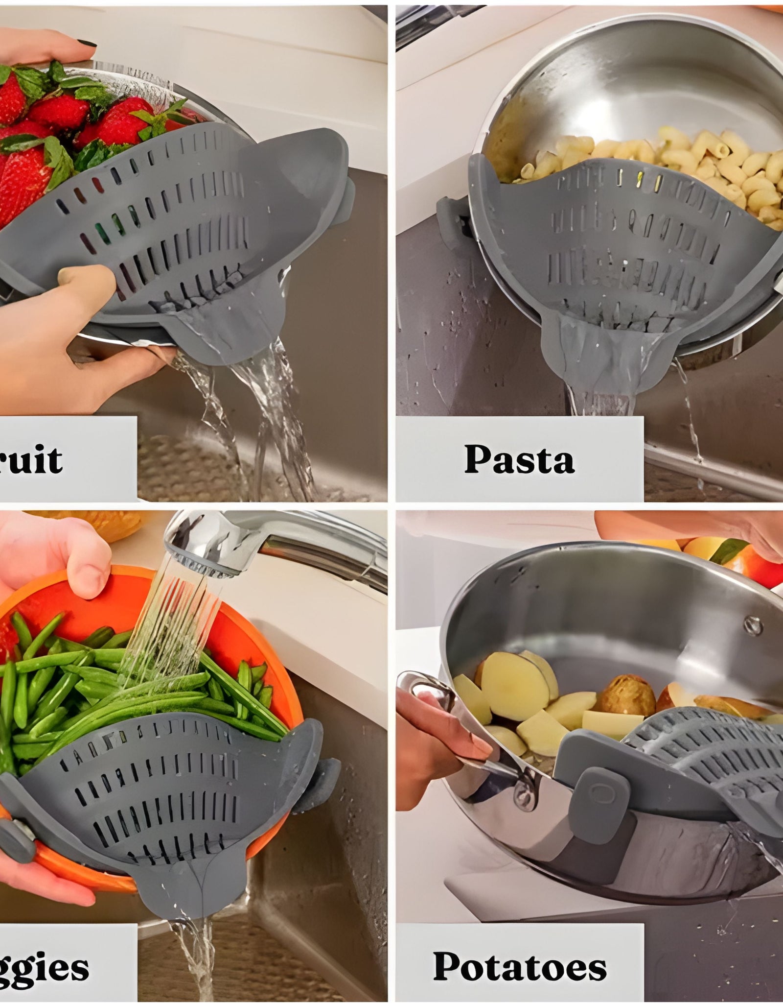 1 Pc Silicone Clip-On Strainer for Pots